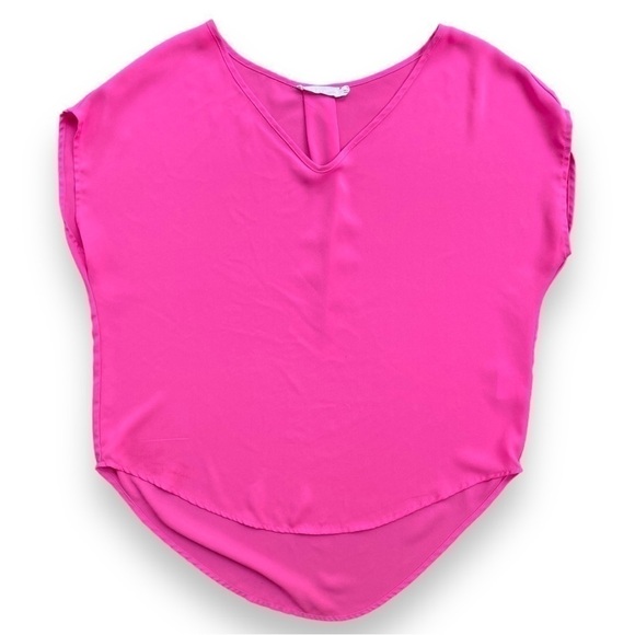 LEITH Hot Pink Short Sleeve V-neck Blouse | Size Small - Picture 7 of 13